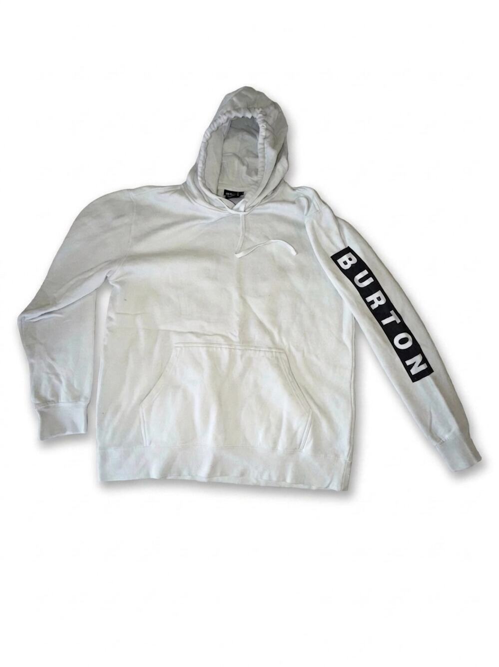 Burton Hoodie White with Black Burton Graphic | Men's L | Pullover